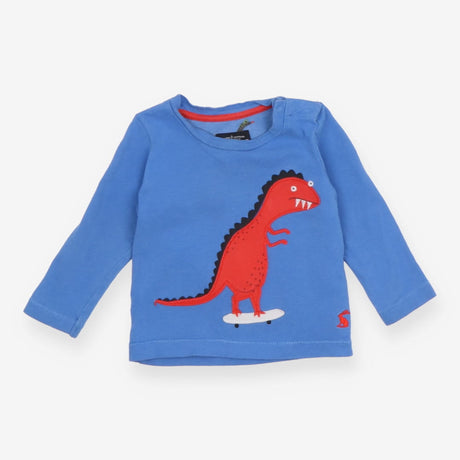 Blue long sleeve t-shirt with red skateboarding 