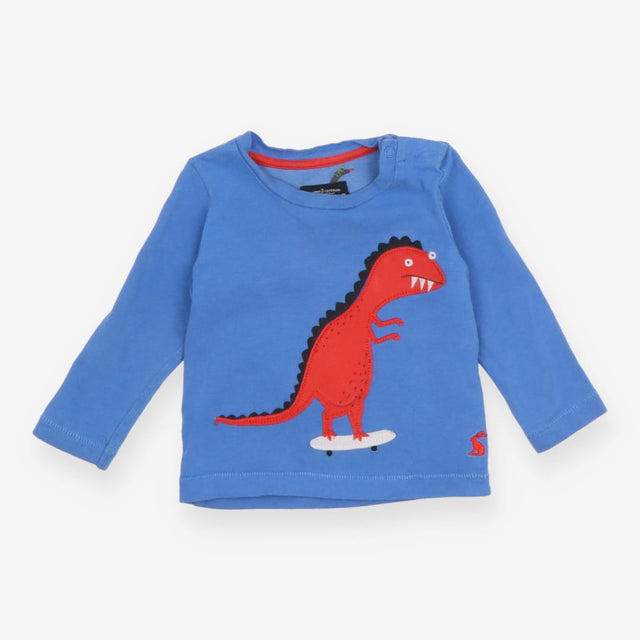 Blue long sleeve t-shirt with red skateboarding 