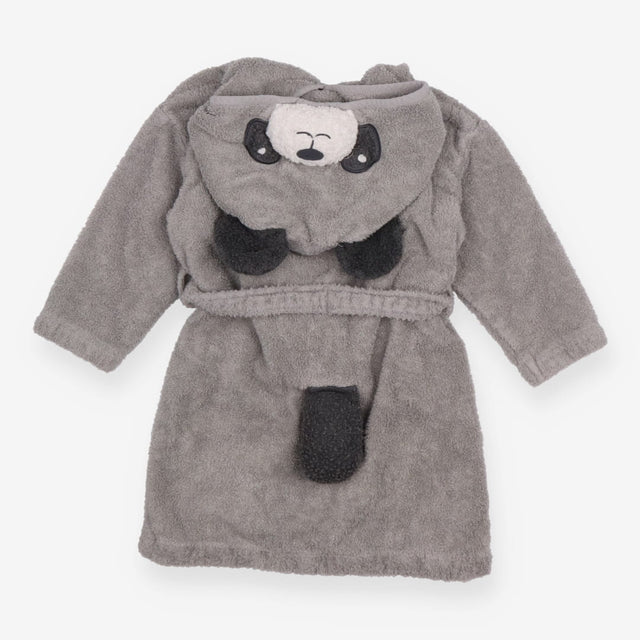 Dressing gown grey towelling bear hood