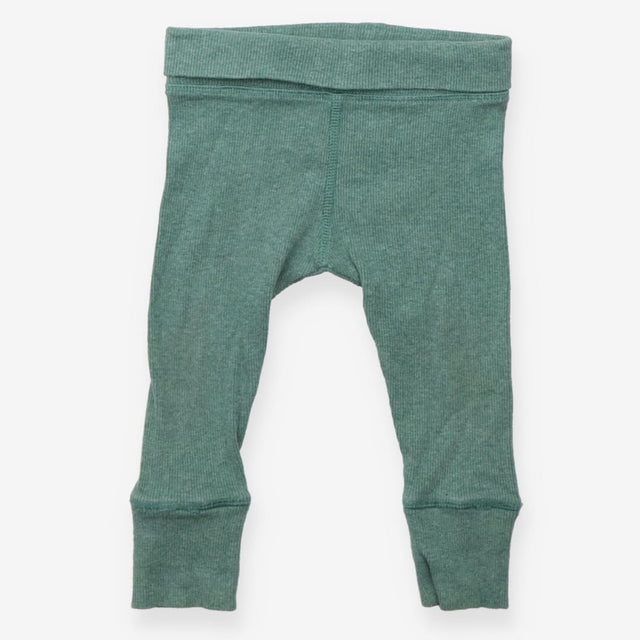 Teal ribbed leggings with turnover waist