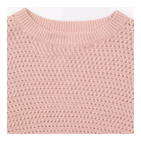 Jumper Pink Open Knit Crew Neck Long Sleeve