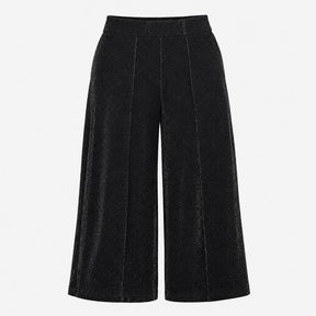 Navy Silver Sparkle Wide Leg Jersey Trousers SHORT