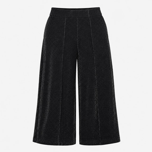 Navy Silver Sparkle Wide Leg Jersey Trousers SHORT