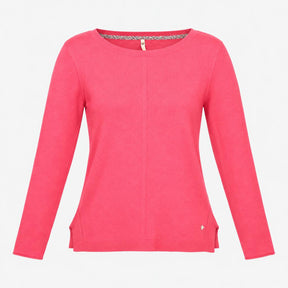 Coral Pink Boat Neck Long Sleeve Knitted Jumper