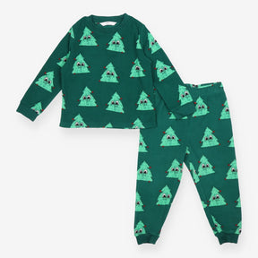 Fleece Pyjamas Green Christmas Trees