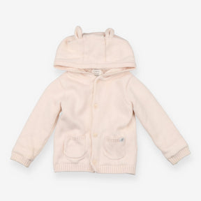 Pink Hooded Cardigan with Pockets