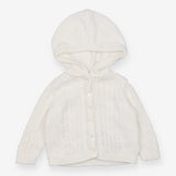 Cardigan with hood white cable buttons