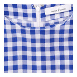 Mini Dress Blue White Gingham Check Ruffle Hem