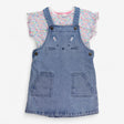 Dress Pinafore Denim Bunny and Floral T-shirt