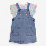Dress Pinafore Denim Bunny and Floral T-shirt