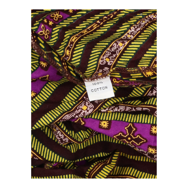 African Wax Print Ruffle Trim Cotton Midi Dress Mu