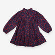Dark denim dress with red and orange flowers