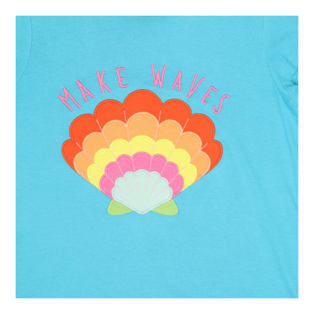 T-Shirt Blue Cassia Sea Shell Applique