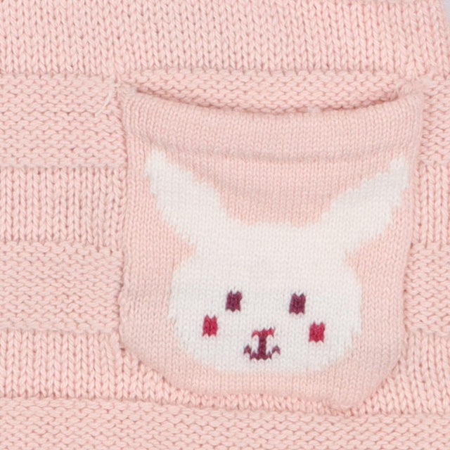 Pink knit cardigan with bunny pockets