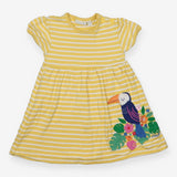 Dress Yellow Stripe Toucan Flowers