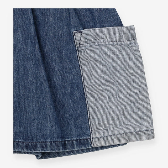 Denim Dress Long Sleeved Two Toned Pockets