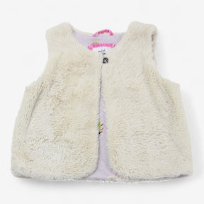 Gilet Cream Faux Fur with Purple Insect Lining