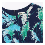 Navy Green Teal Feather Print Ruched Fron