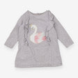 Dress grey jersey spot swan with crown
