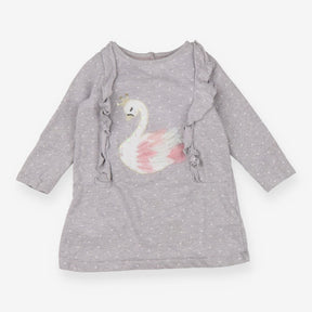 Dress grey jersey spot swan with crown