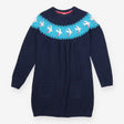Navy Organic Knit Dress Swallow Bird Yoke Neckline