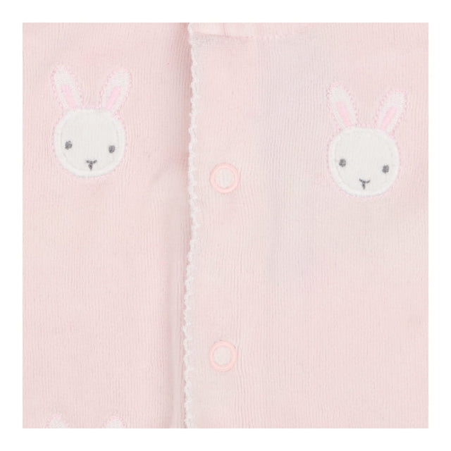 Pink velour sleepsuit with bunny faces