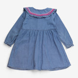 Denim long sleeve dress peter pan collar 