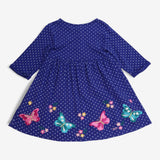 Dress Long Sleeved Blue Polka Dot Butterflies