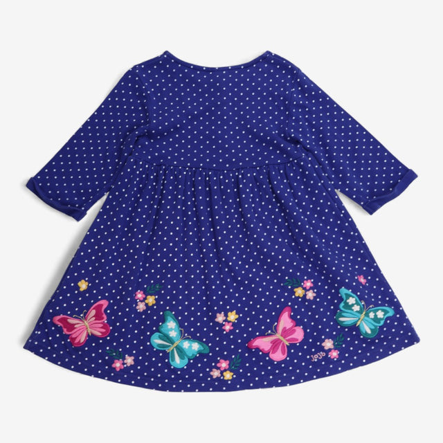 Dress Long Sleeved Blue Polka Dot Butterflies