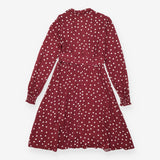 Burgundy Polka Dot Maternity Midi Shirt Dress