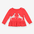 Tee LS pink dalmations frill hem