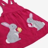 Pinafore pink jersey grey bunny