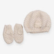 Cream Knit Hat and Mittens