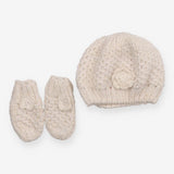 Cream Knit Hat and Mittens