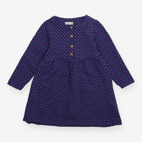 Jersey Dress Navy with Pink Dots