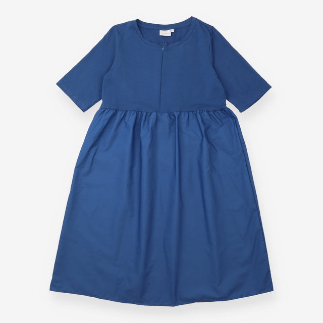 Nursing Dress Blue Short Sleeve Midi