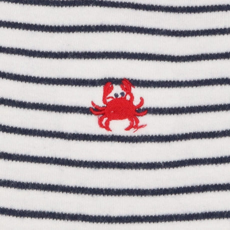 Romper white blue stripe small crab