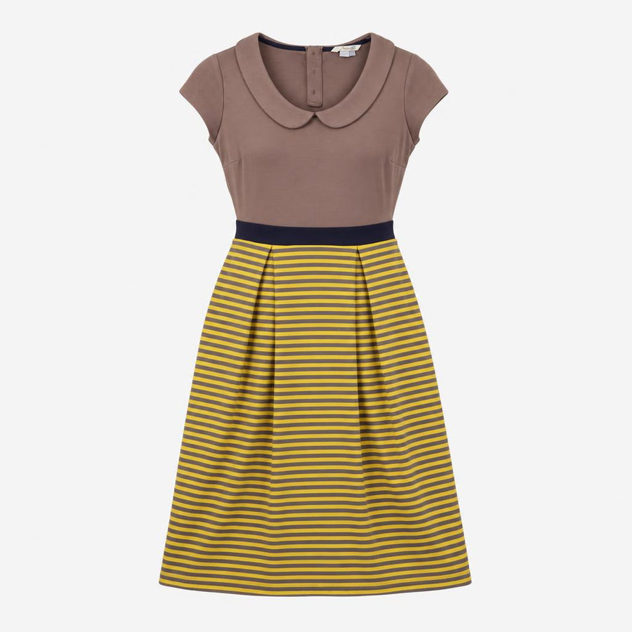 Dress Jersey Short Sleeve Collar Striped