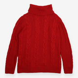 Red Cable Knit Roll Neck Jumper Wool Blend
