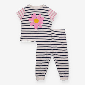 Black and White Striped Daisy Pyjamas