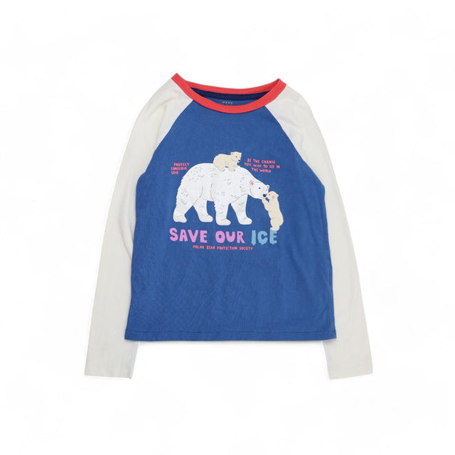 Cream and blue long sleeve baseball style t-shirt 