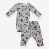 Outfit Bodysuit and leggings grey bears lizards