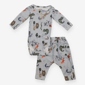 Outfit Bodysuit and leggings grey bears lizards