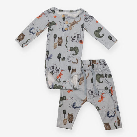 Outfit Bodysuit and leggings grey bears lizards