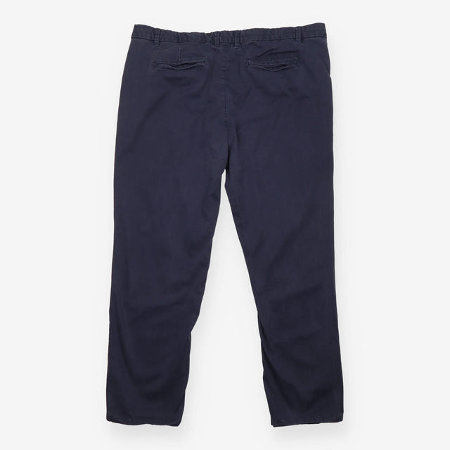 Chino Trousers in Navy Stretch Cotton with Slim Le