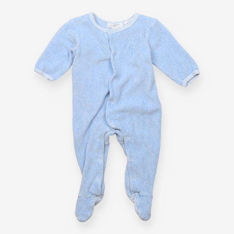 Sleepsuit blue velour stripe feet