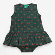 Olive Cherries Button Ruffle Romper
