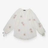 Blouse Ivory Botanical Embroidery Long Sleeve