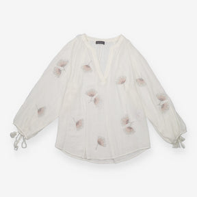 Blouse Ivory Botanical Embroidery Long Sleeve