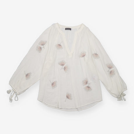 Blouse Ivory Botanical Embroidery Long Sleeve